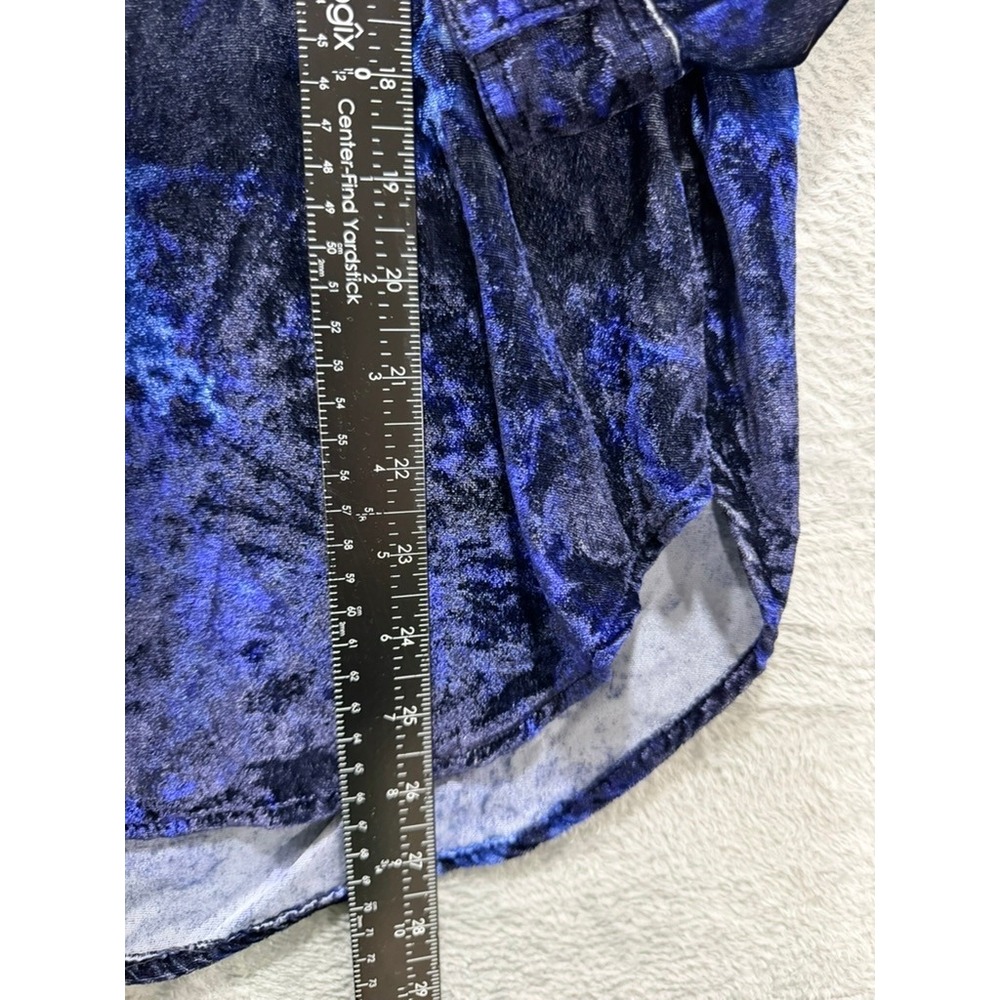 Pilcro Anthropologie Button Up Shirt Women US 6 Blue Velvet Abstract Top - Picture 6 of 12